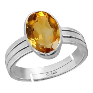 Certified Citrine Sunehla 9.3cts or 10.25ratti 92.5 Sterling Silver Adjustable Ring