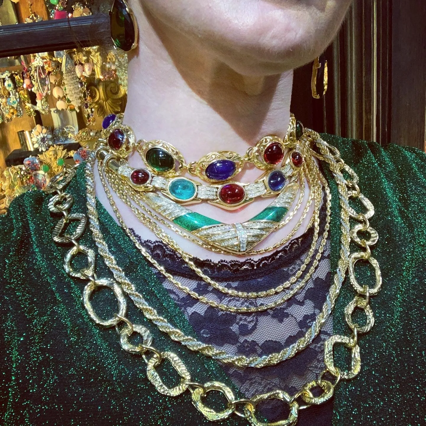 Christian Dior Vintage Green Necklace