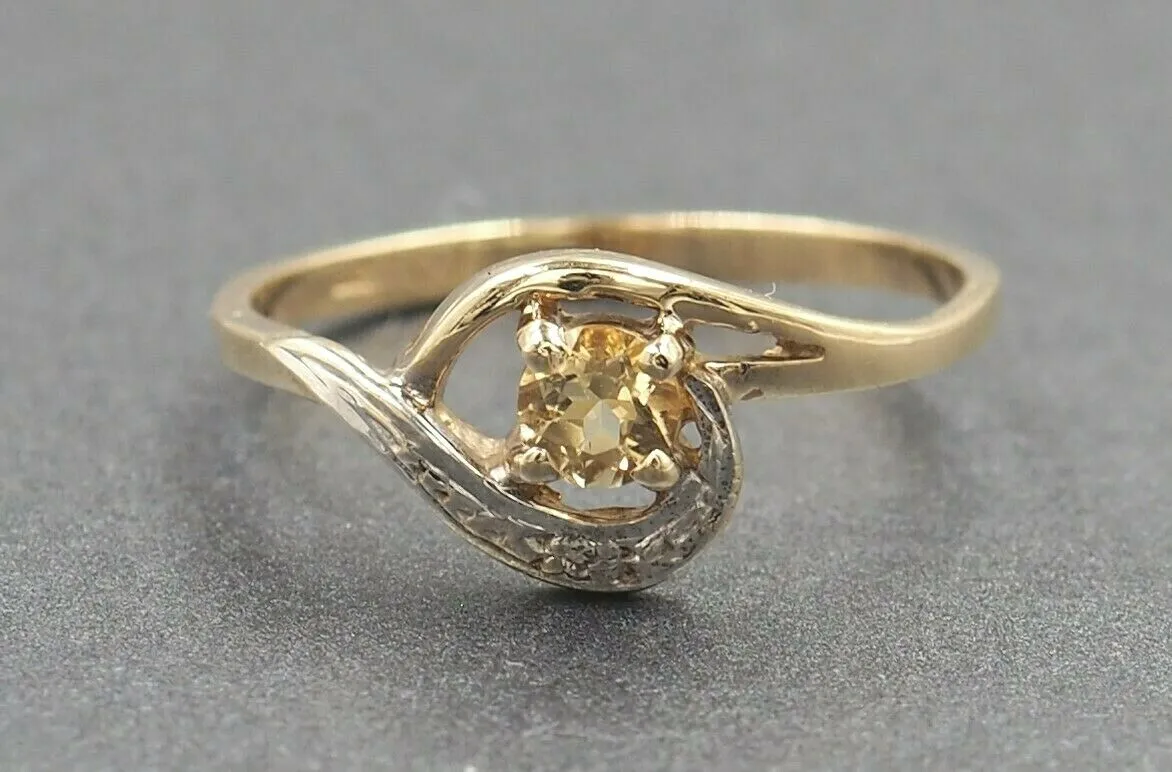 Citrine & Diamond 9ct Yellow Gold Ring