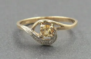 Citrine & Diamond 9ct Yellow Gold Ring