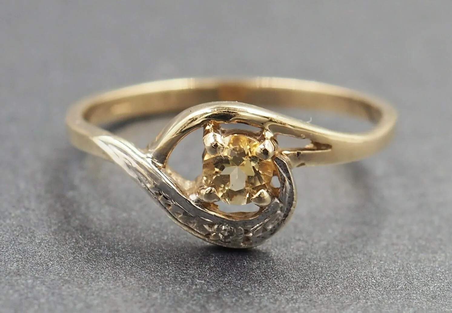 Citrine & Diamond 9ct Yellow Gold Ring
