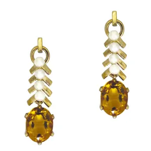 Citrine & Pearl Drop Earrings