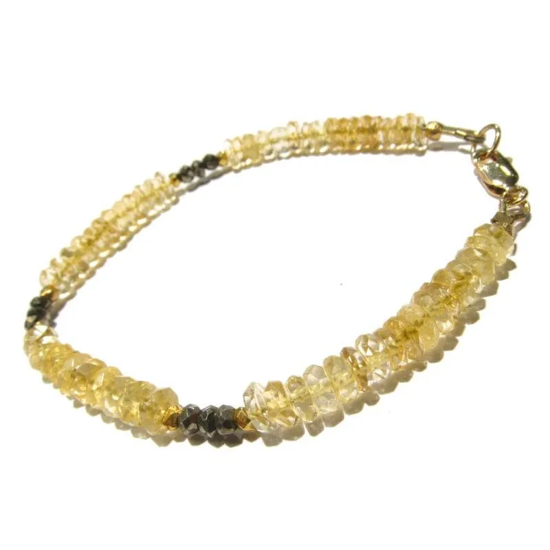 Citrine and Pyrite Bracelet with Gold Filled Lobster Claw Clasp