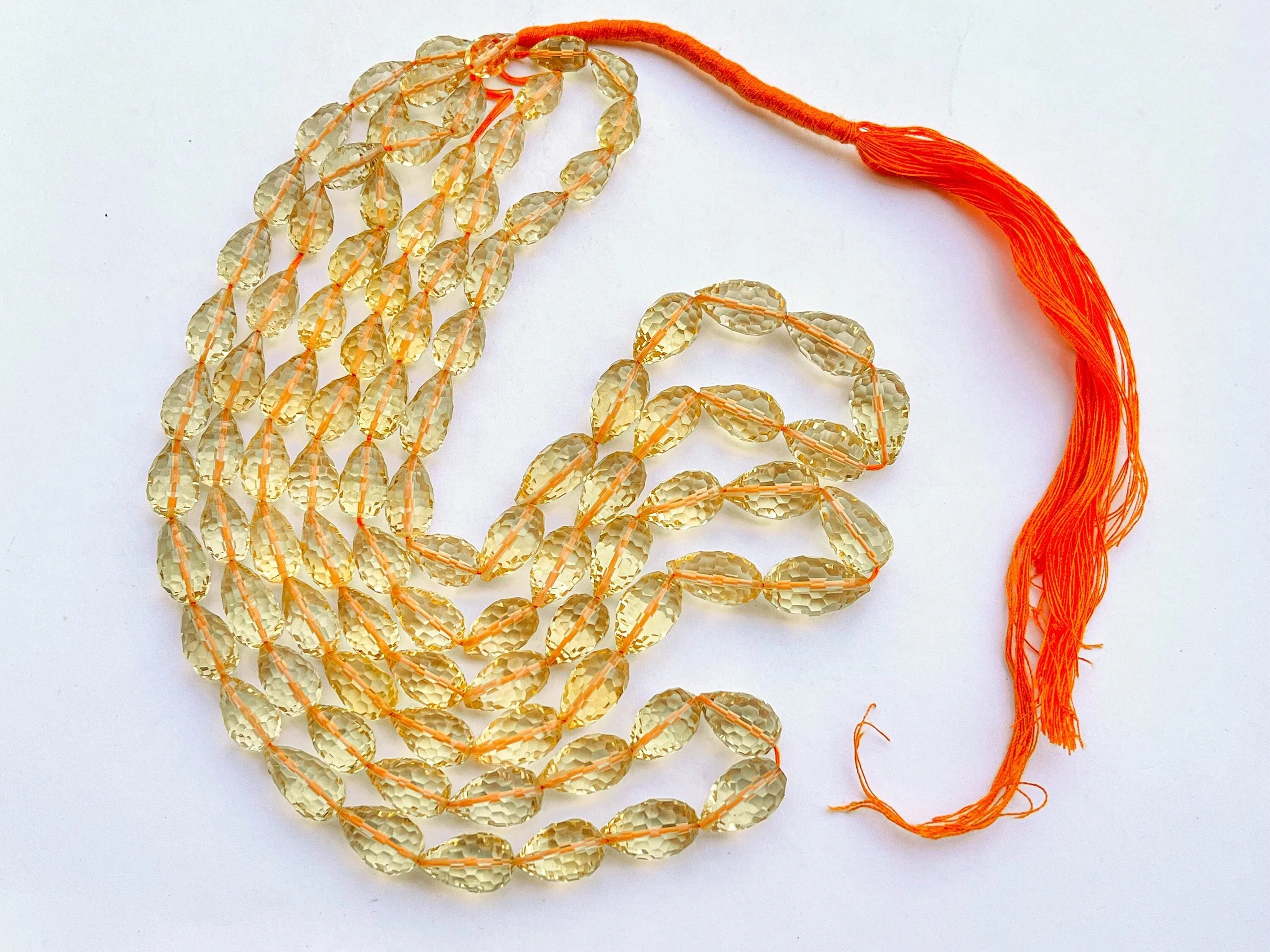 Citrine Concave Cut Drops, Natural Gemstone Beads, 7x11mm to 9x15mm, 16 Inches String, 32 Pieces, Center Drill