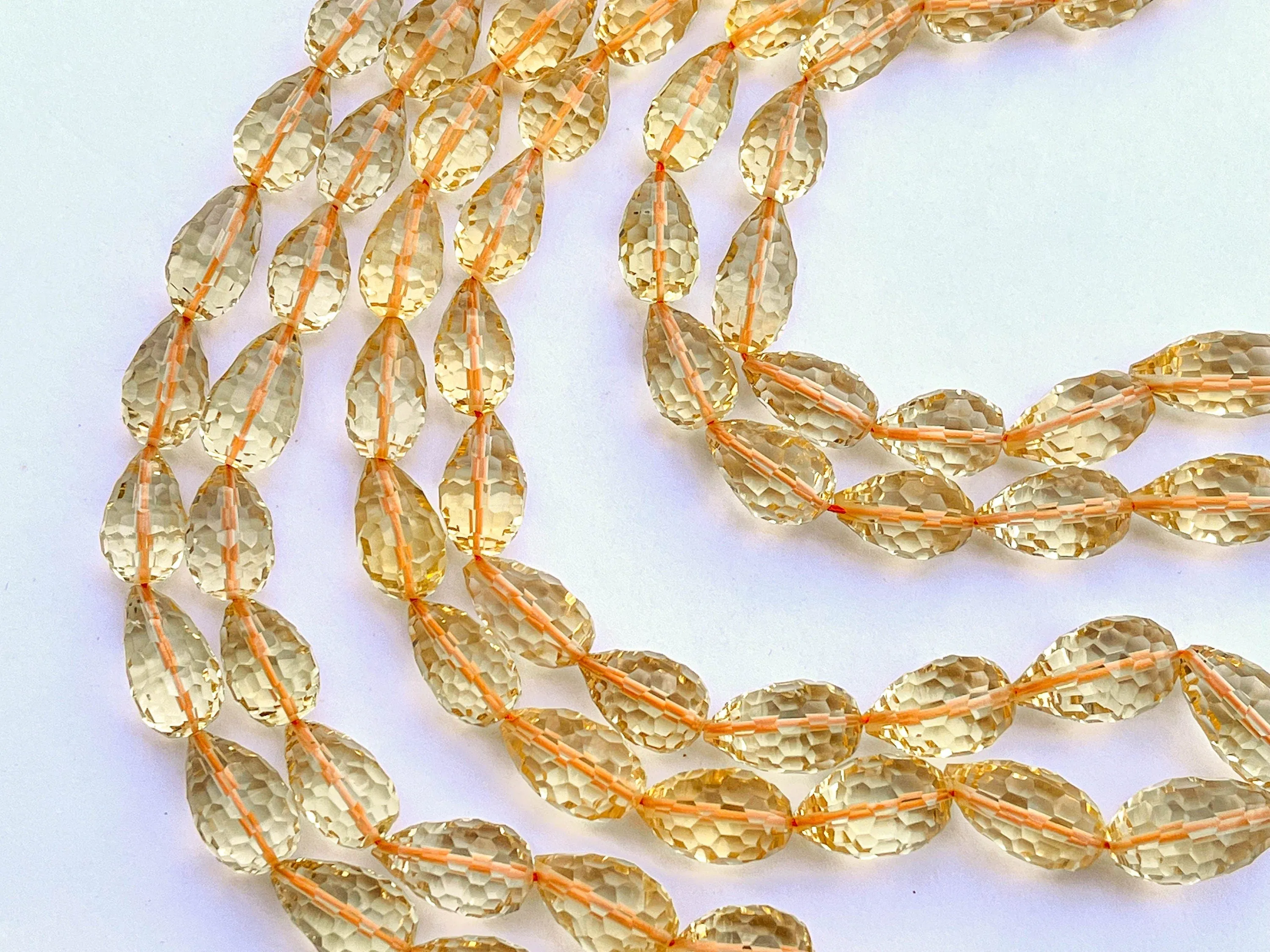 Citrine Concave Cut Drops, Natural Gemstone Beads, 7x11mm to 9x15mm, 16 Inches String, 32 Pieces, Center Drill