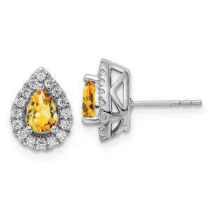 Citrine Diamond Halo Earrings