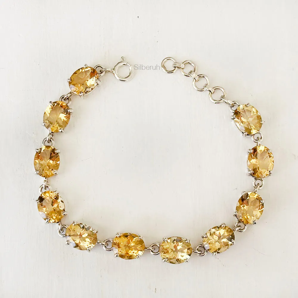 Citrine Facetted Silver Bracelet