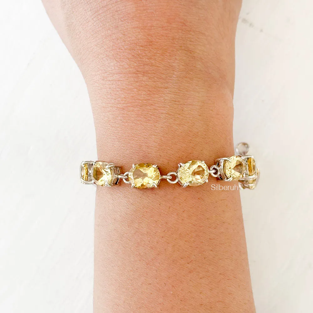 Citrine Facetted Silver Bracelet