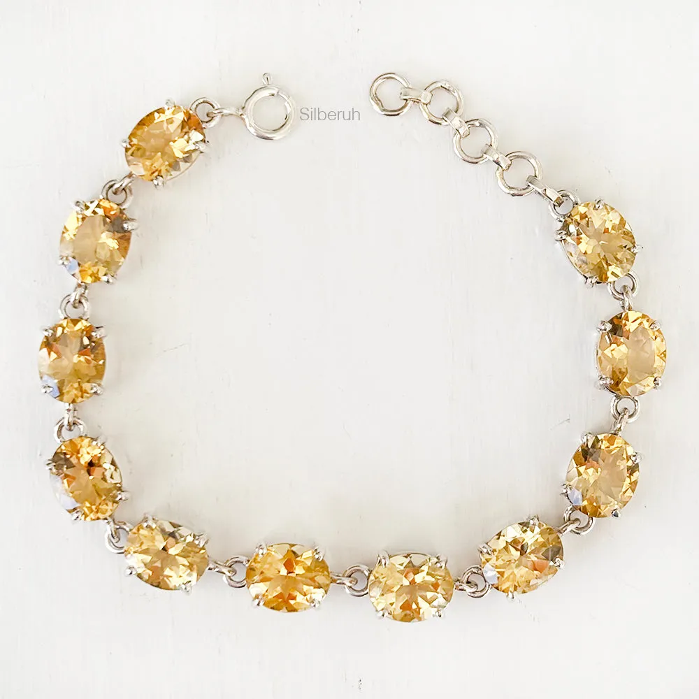 Citrine Facetted Silver Bracelet