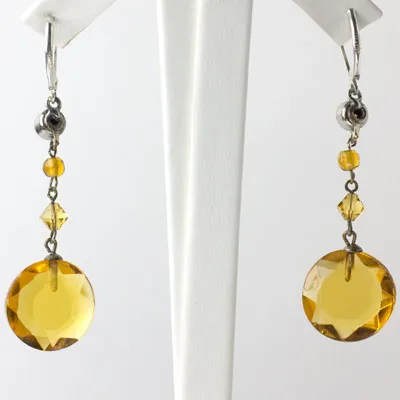 Citrine Gumdrop 1920s Earrings