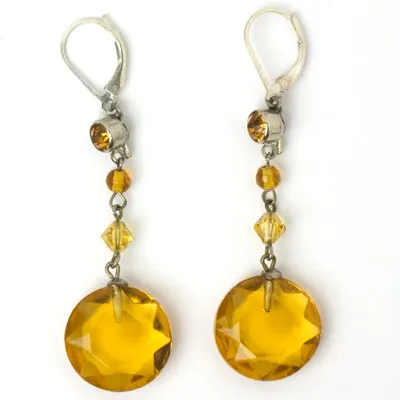 Citrine Gumdrop 1920s Earrings