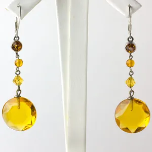 Citrine Gumdrop 1920s Earrings