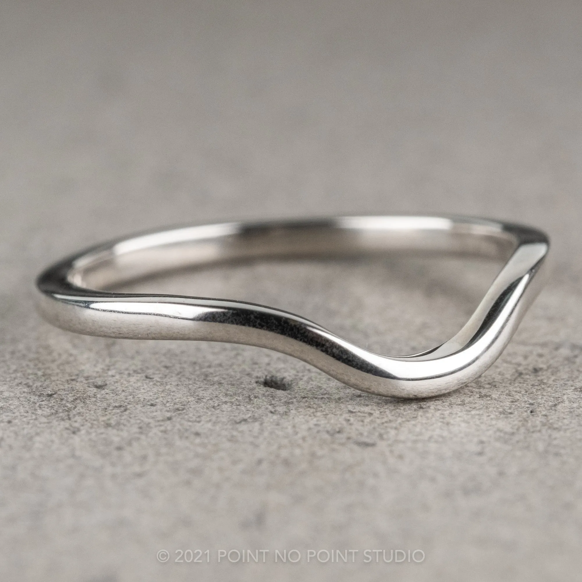 Classic Contour Wedding Band, 14K White Gold