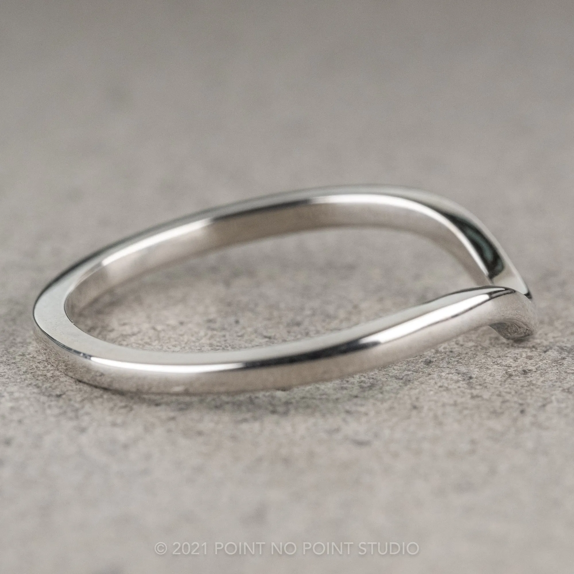 Classic Contour Wedding Band, 14K White Gold