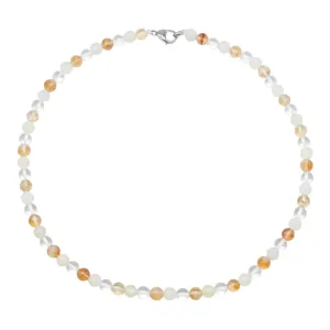 Collier chance & prospérité A avec fermoir acier inoxydable — Citrine chauffée A, Jade de Chine & cristal de roche (numéro 6)