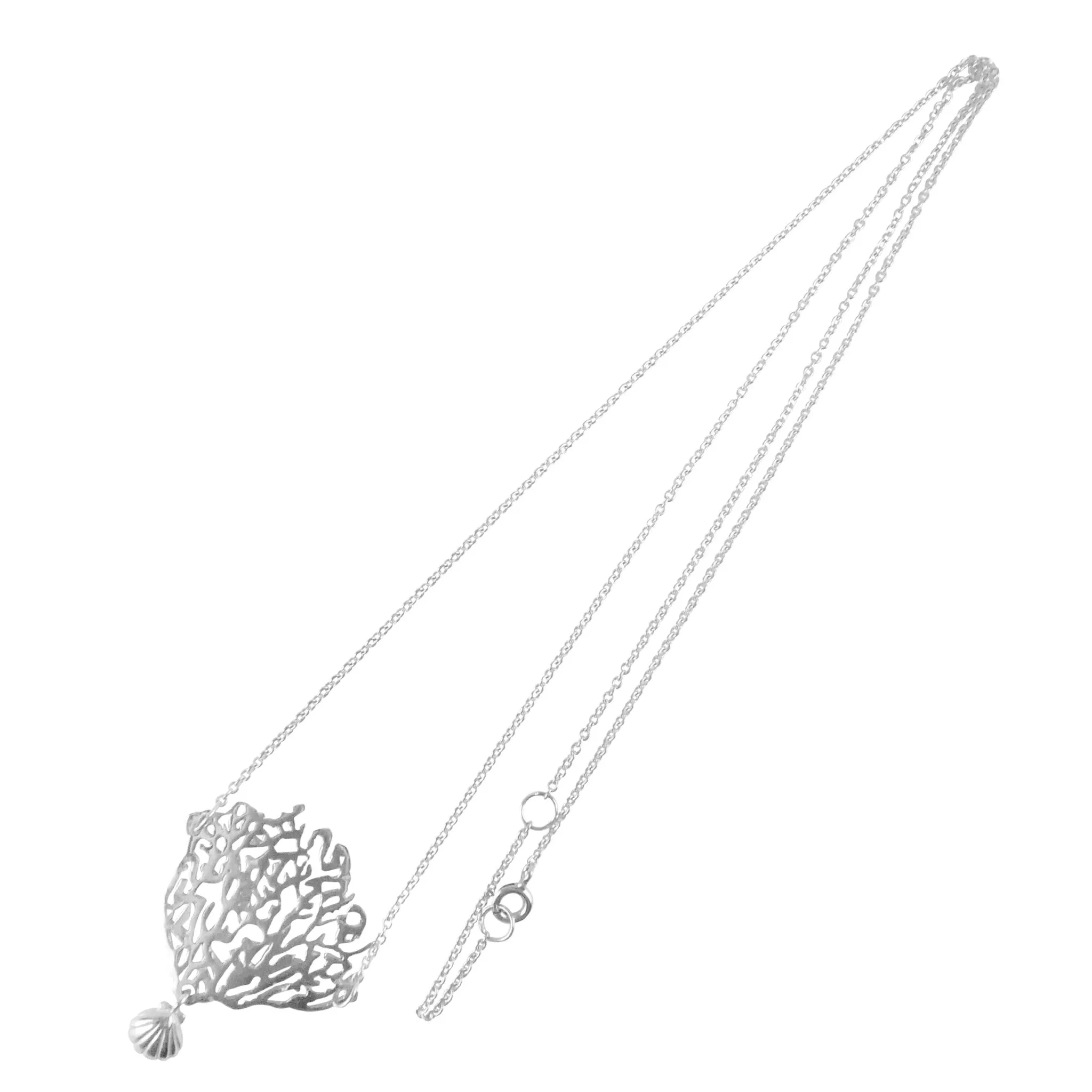 Coral & Shell Necklace Silver