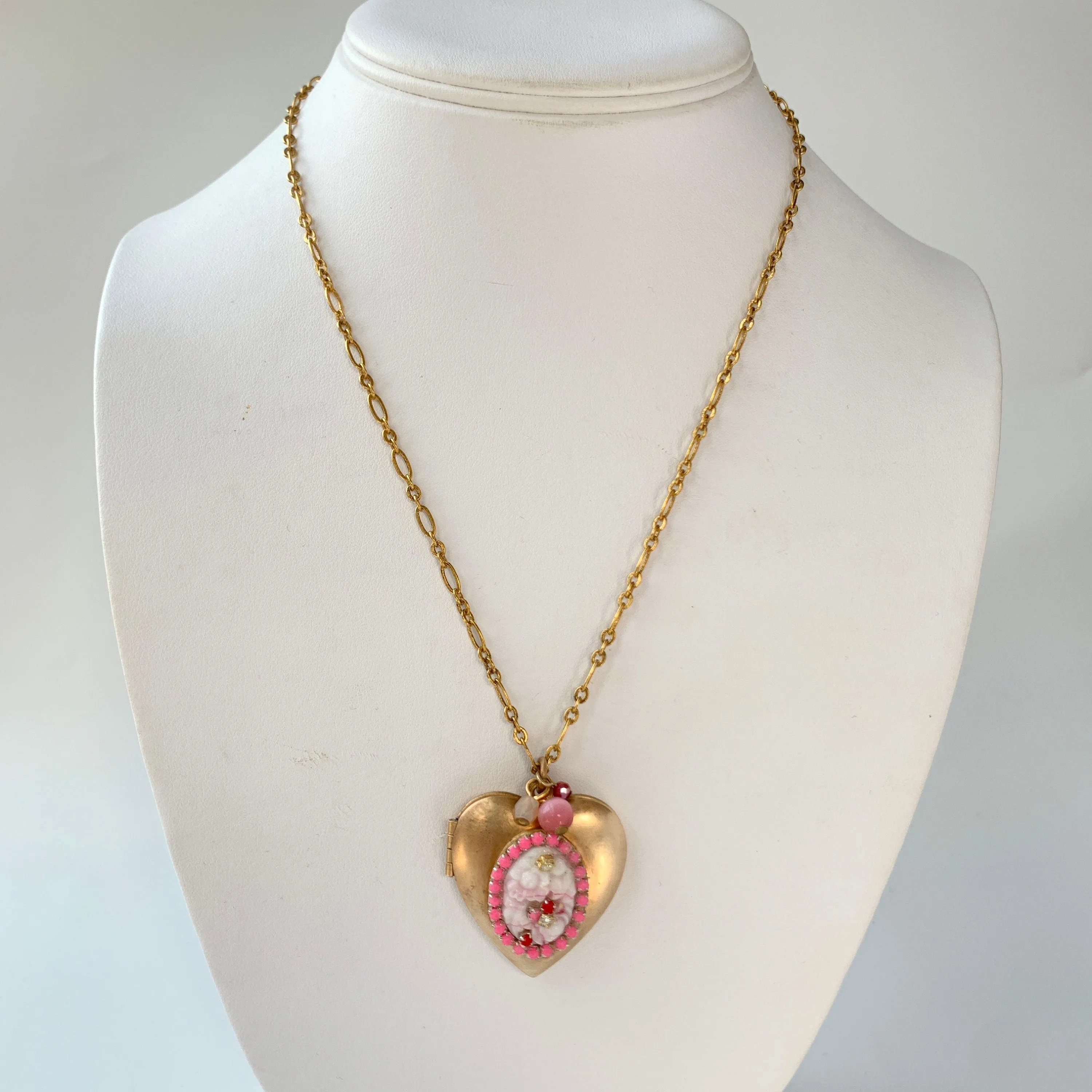 Cotton Candy Heart Locket Necklace