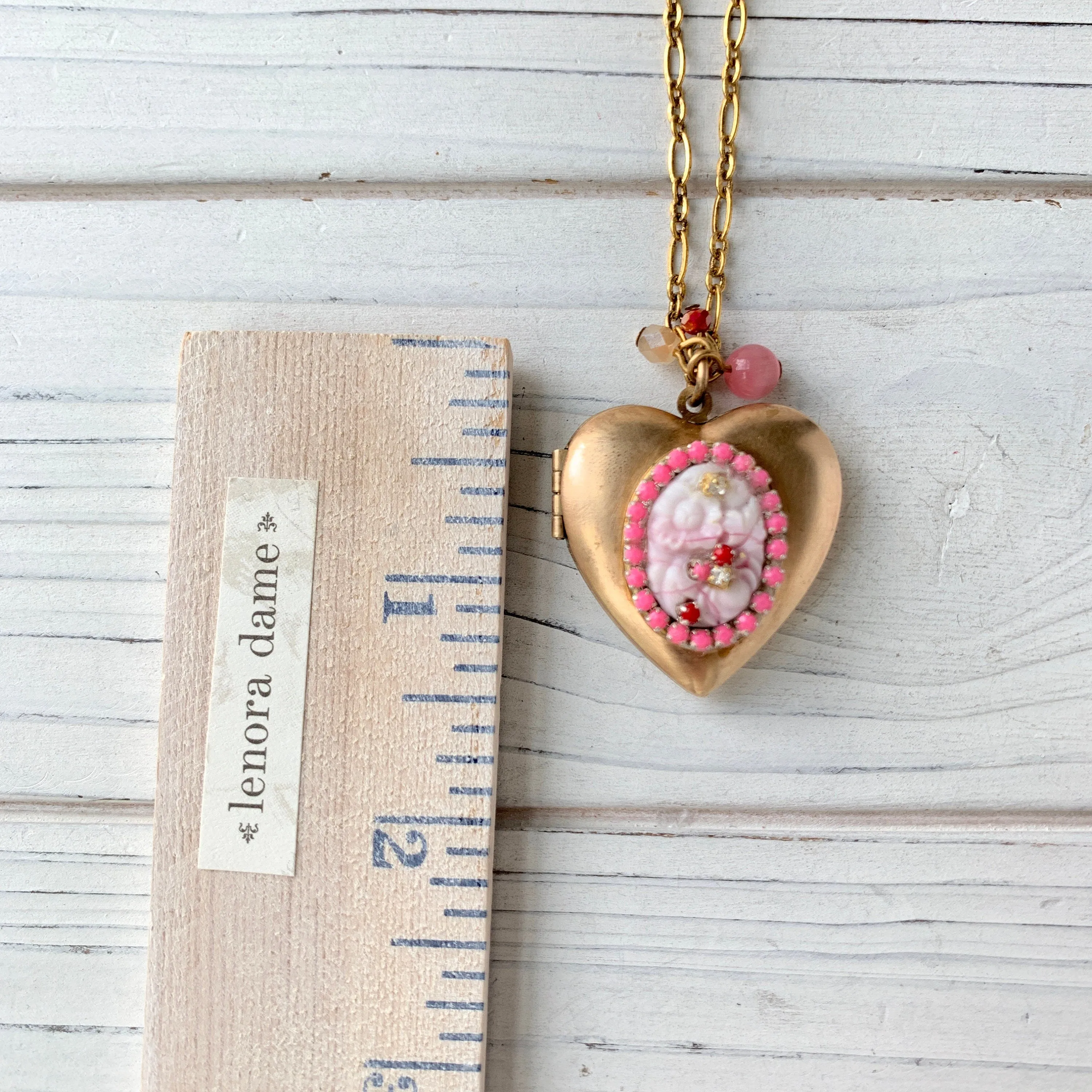Cotton Candy Heart Locket Necklace