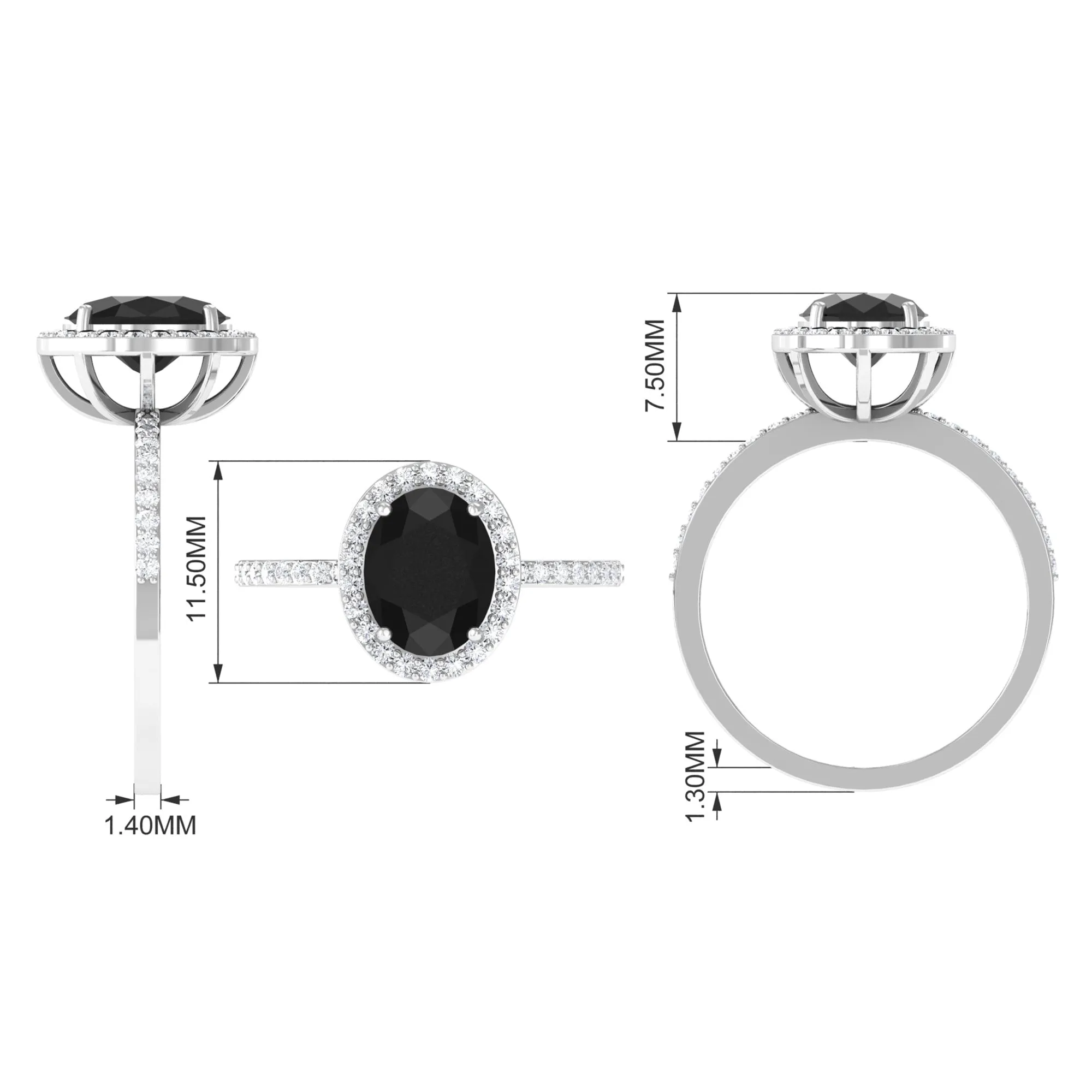 Created Black Diamond Halo Engagement Ring with Diamond