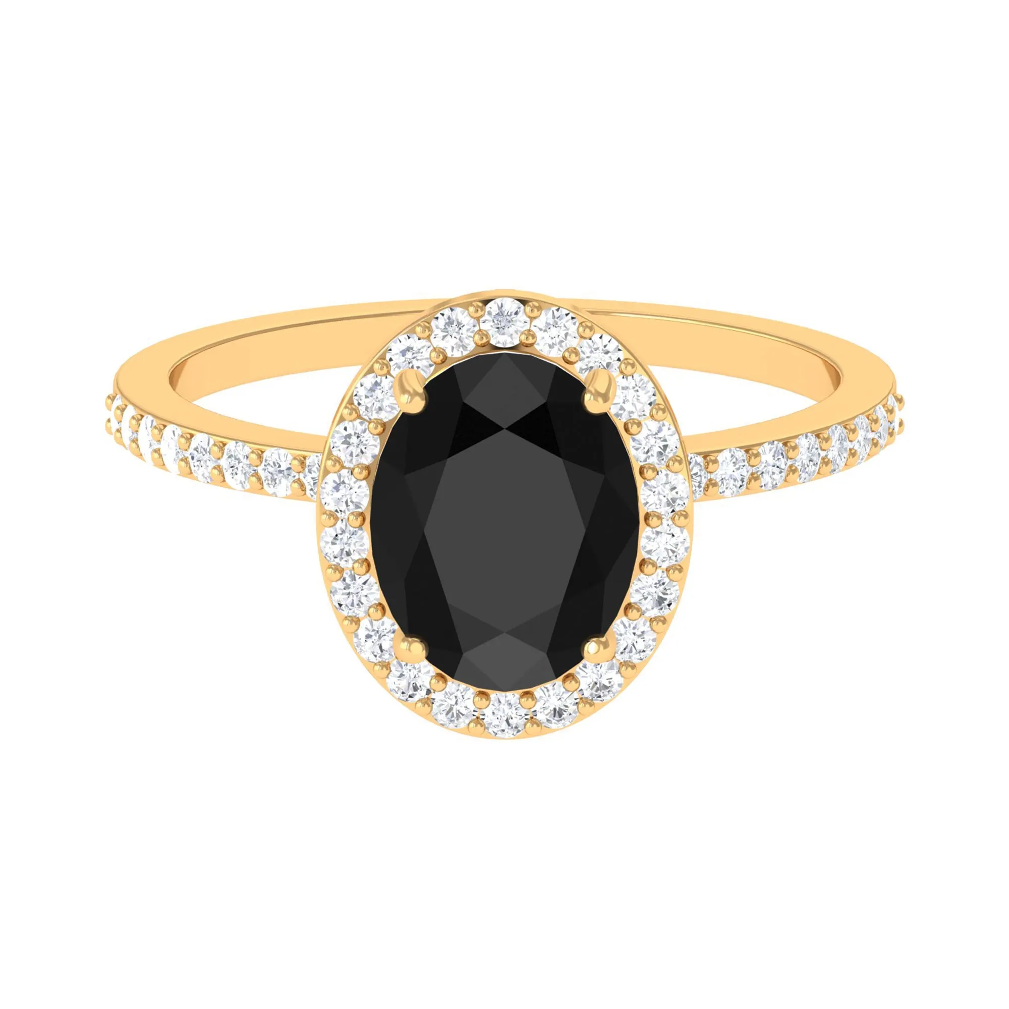 Created Black Diamond Halo Engagement Ring with Diamond