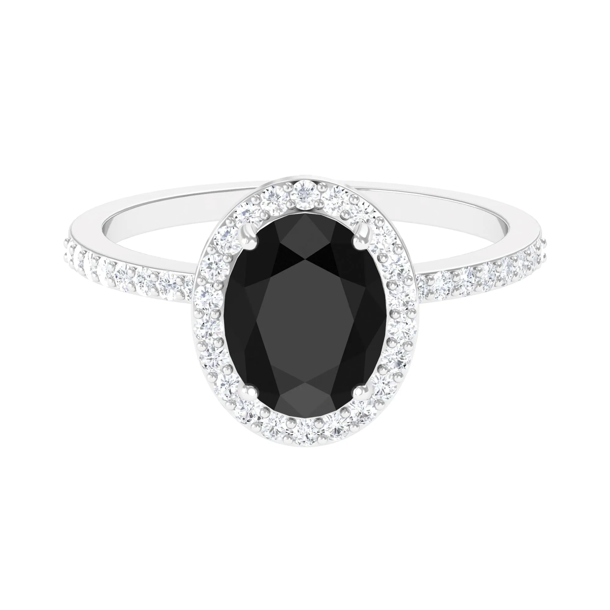 Created Black Diamond Halo Engagement Ring with Diamond