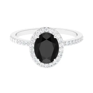 Created Black Diamond Halo Engagement Ring with Diamond
