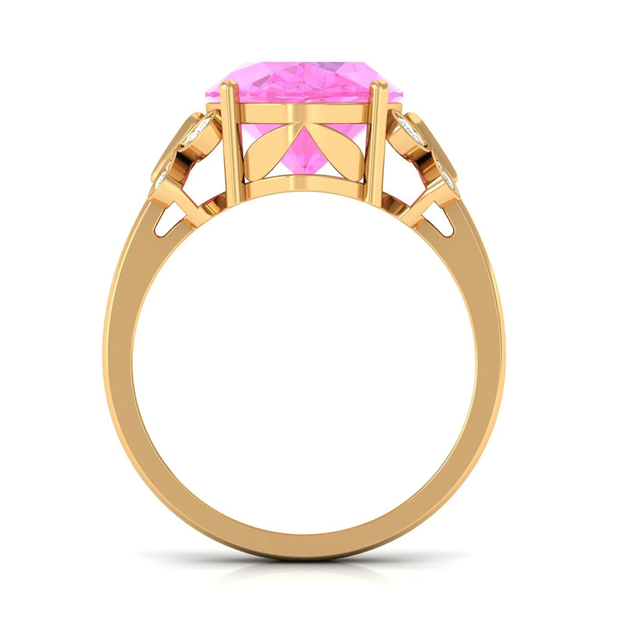 Created Pink Sapphire Oval Engagement Ring with Diamond