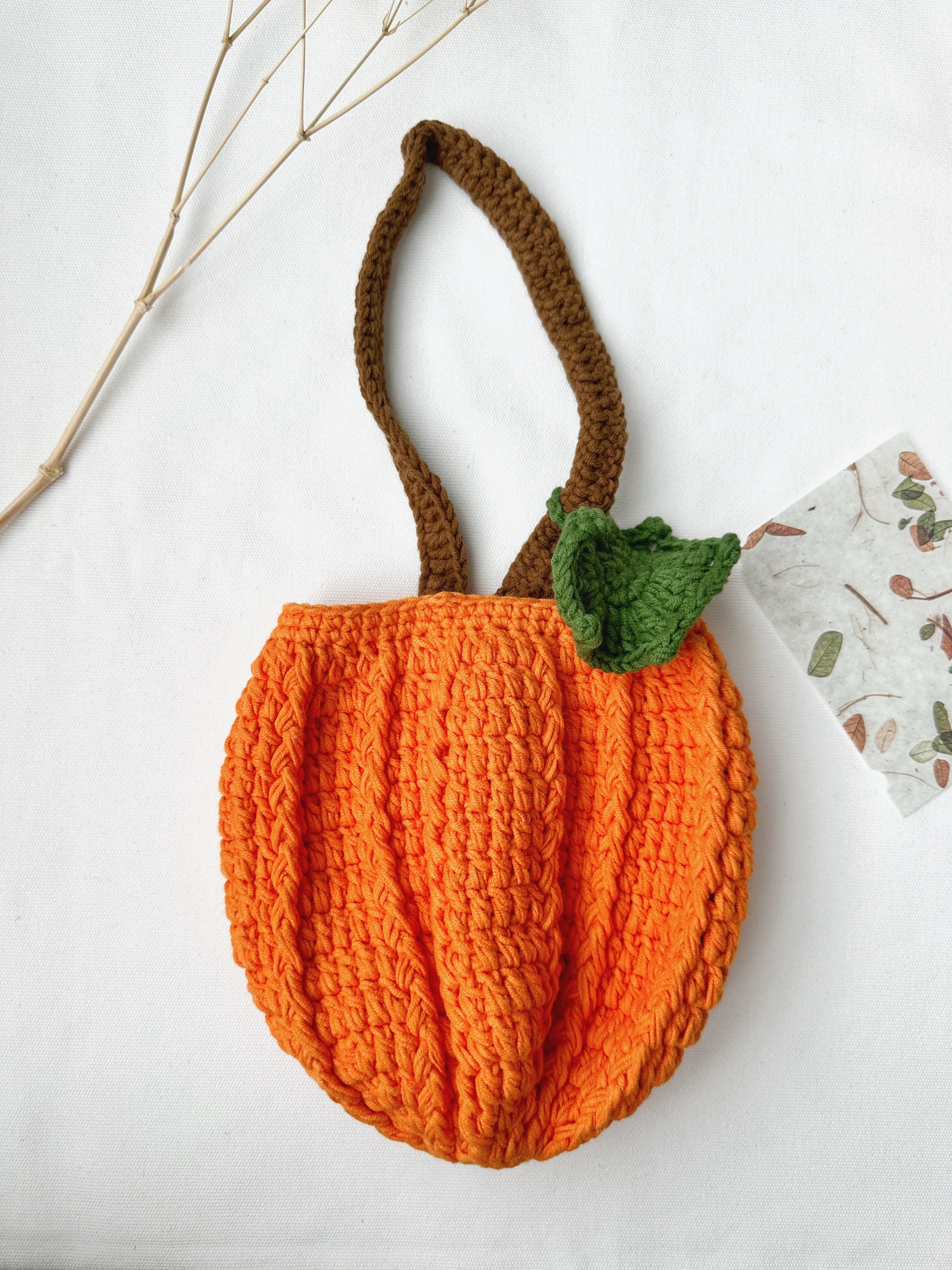 Crochet Pumpkin Bag, Trick or Treat Candy Tote, Halloween Accessory