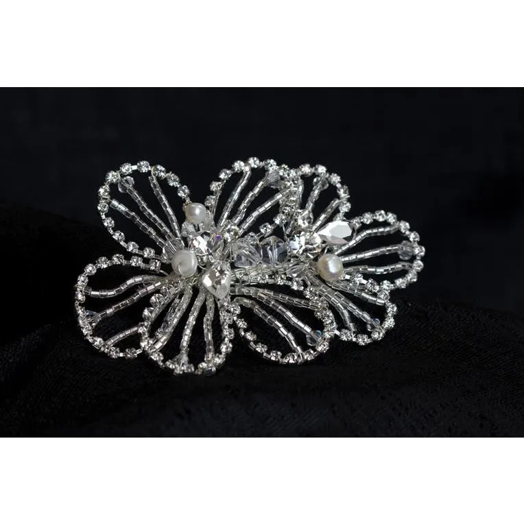Crystal Beaded Deco Flower Comb
