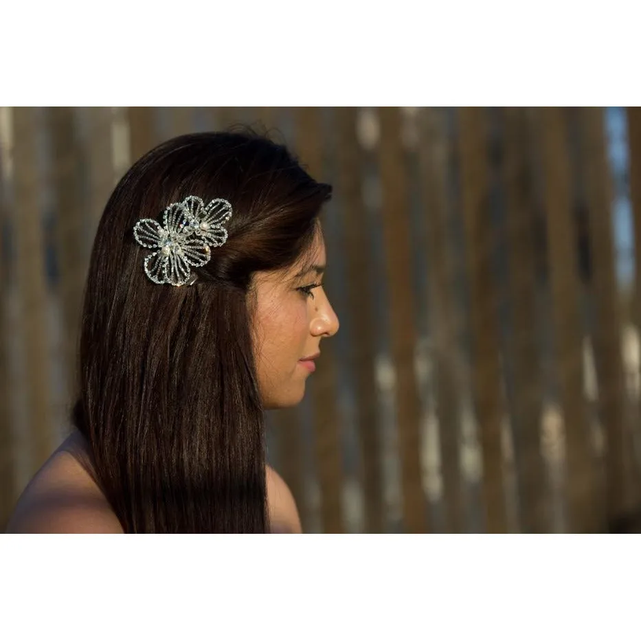 Crystal Beaded Deco Flower Comb