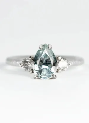 Custom Pear Shaped Sapphire Trilogy Engagement Rings