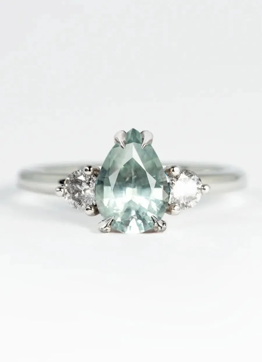 Custom Pear Shaped Sapphire Trilogy Engagement Rings