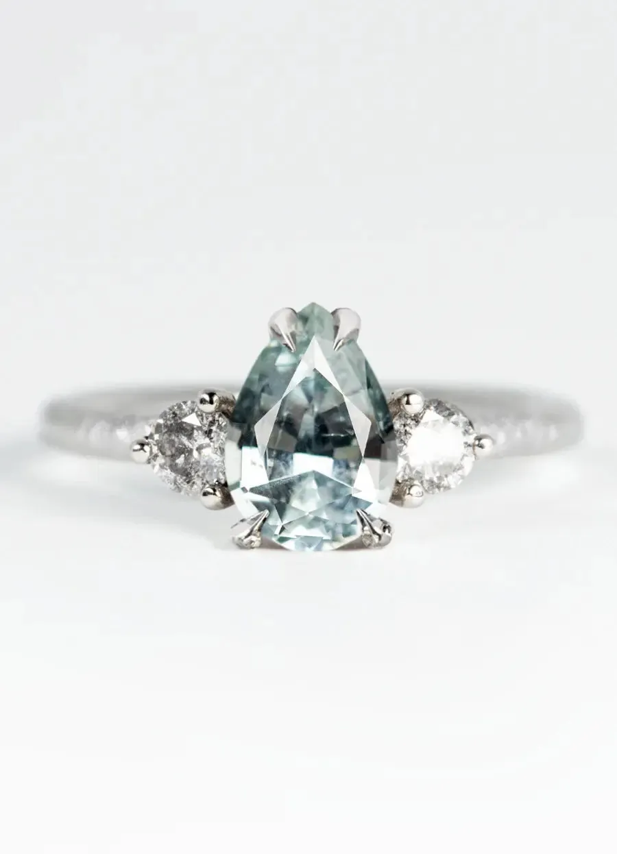 Custom Pear Shaped Sapphire Trilogy Engagement Rings