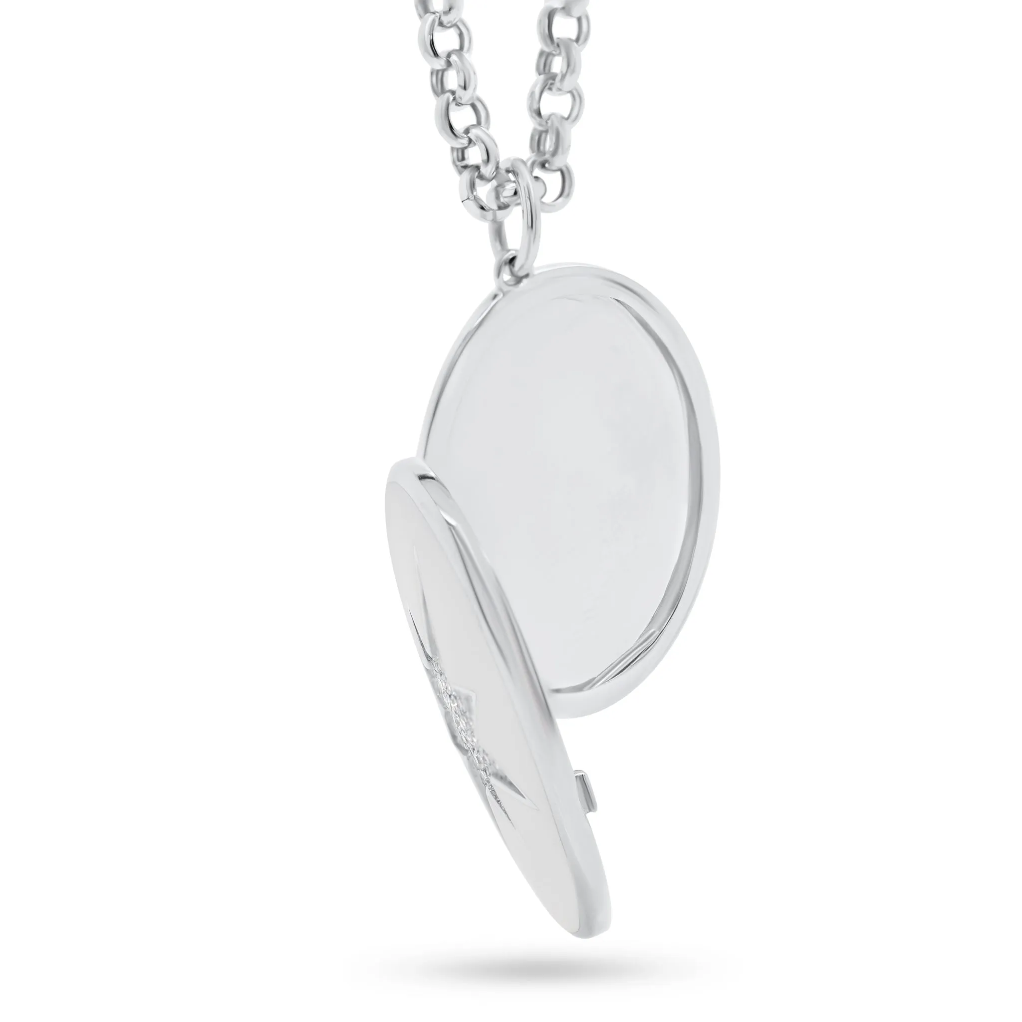 Diamond & Enamel Star Oval Locket Necklace