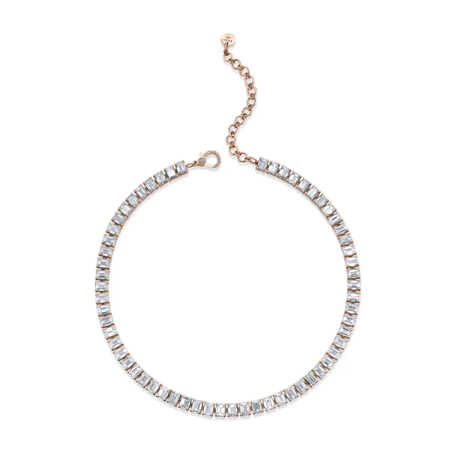 DIAMOND EMERALD CUT ETERNITY NECKLACE