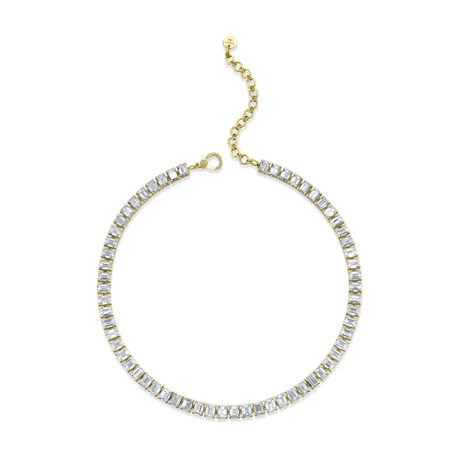 DIAMOND EMERALD CUT ETERNITY NECKLACE