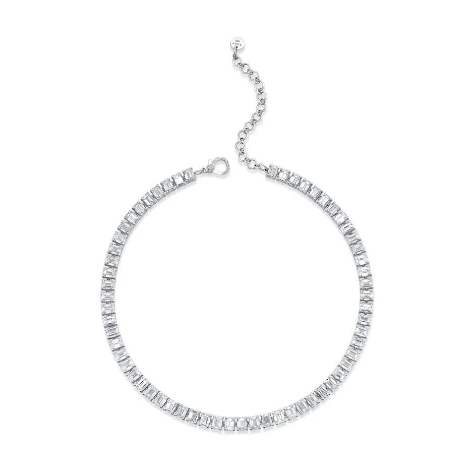 DIAMOND EMERALD CUT ETERNITY NECKLACE