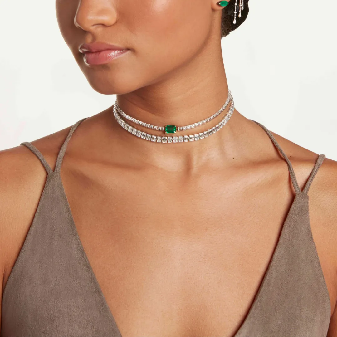 DIAMOND EMERALD CUT ETERNITY NECKLACE
