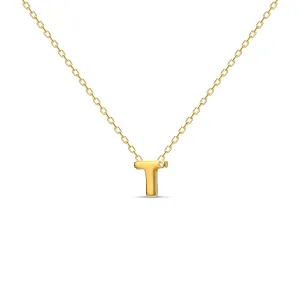 Diamond Letter Necklace "T" - 18 karat gold vermeil on sterling silver, diamond 0.01 carat