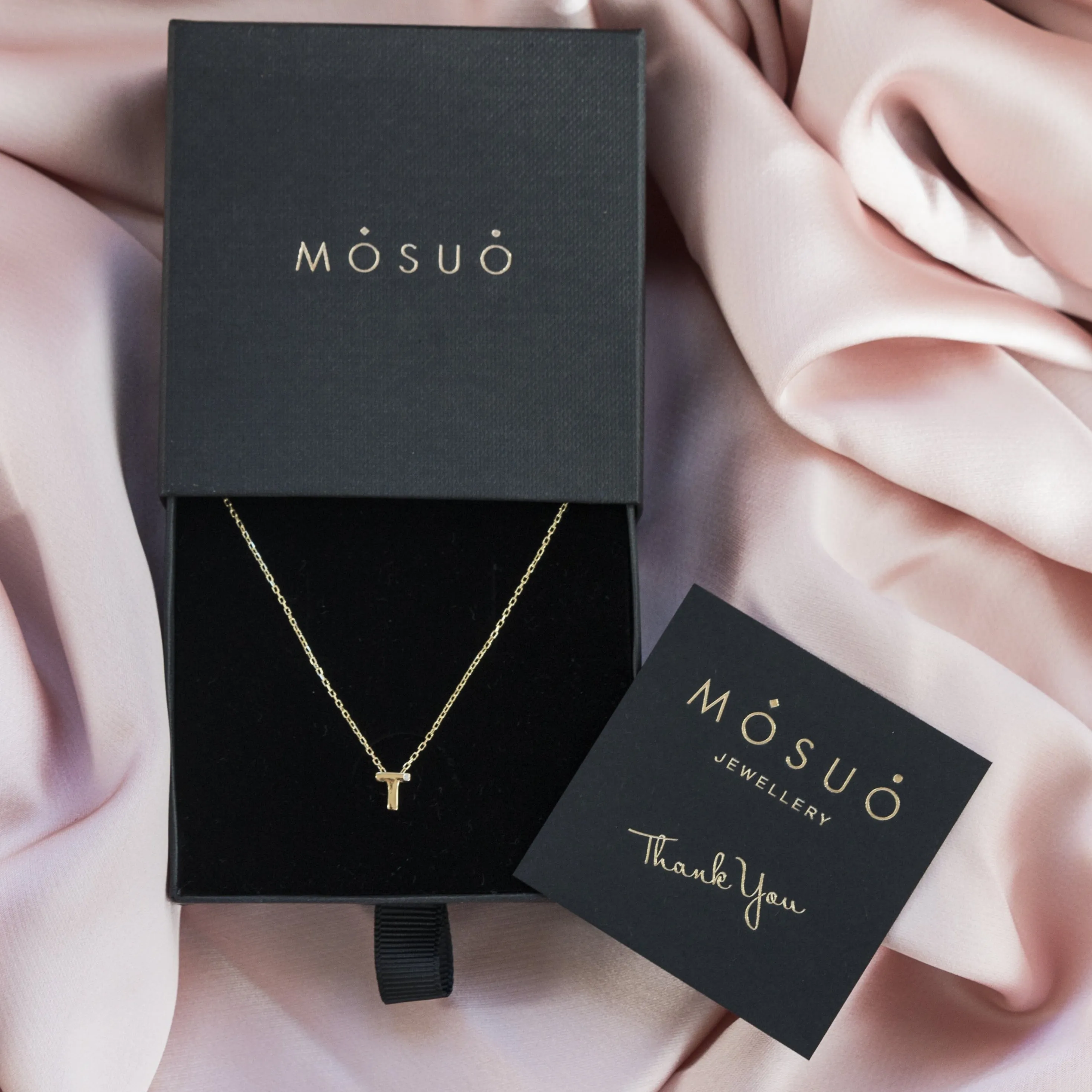 Diamond Letter Necklace "T" - 18 karat gold vermeil on sterling silver, diamond 0.01 carat