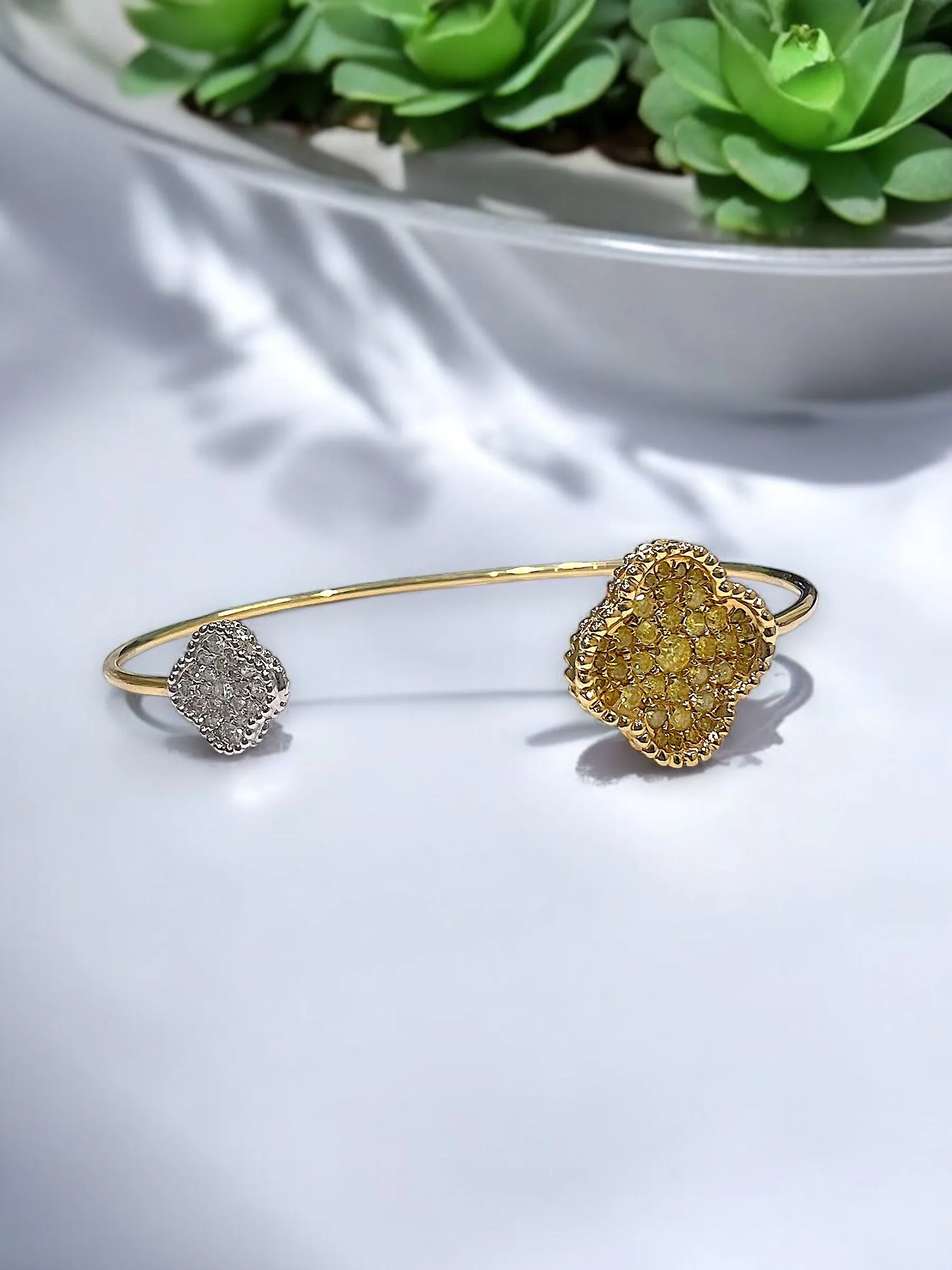 double clover bangle bracelet