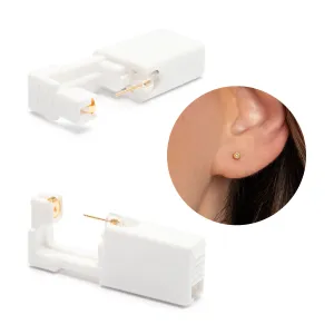 Ear Piercing 2 mm Bezel Pearl Baby Post Gold Plated Self Piercer