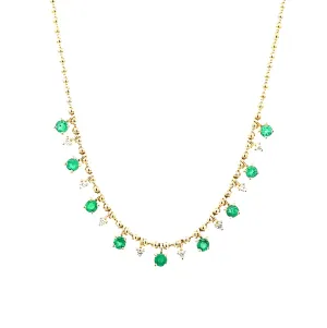Emerald & Diamond Necklace by Leela Grace Jewelry