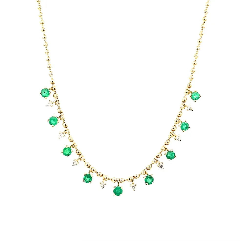 Emerald & Diamond Necklace by Leela Grace Jewelry