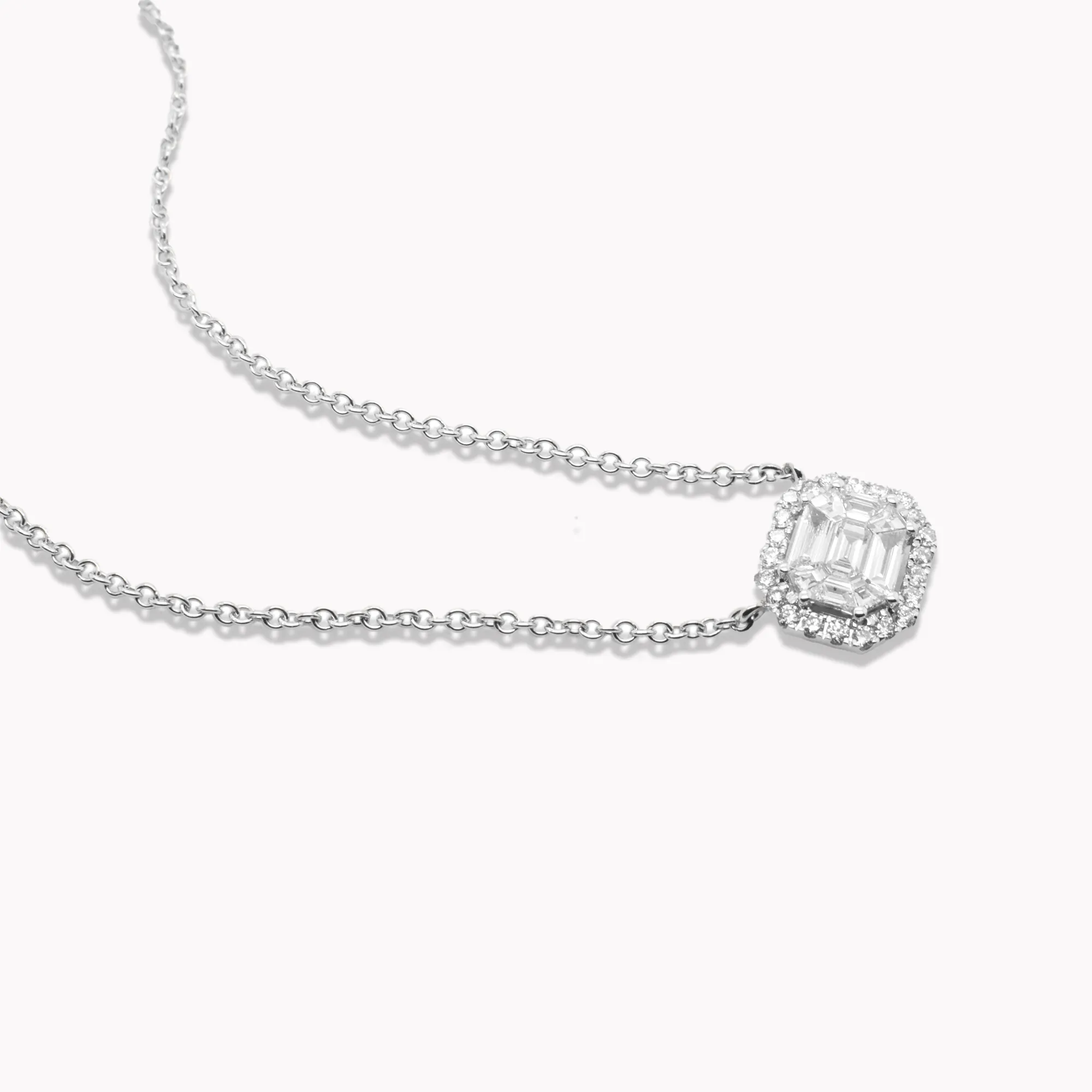 Emerald-Cut Diamond Halo Pendant