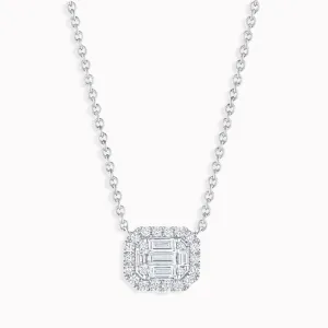 Emerald-Cut Diamond Halo Pendant