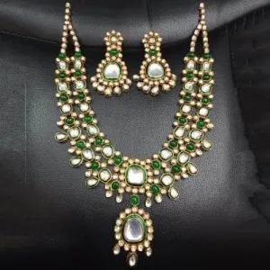 Emerald Polki Necklace And Earring Set