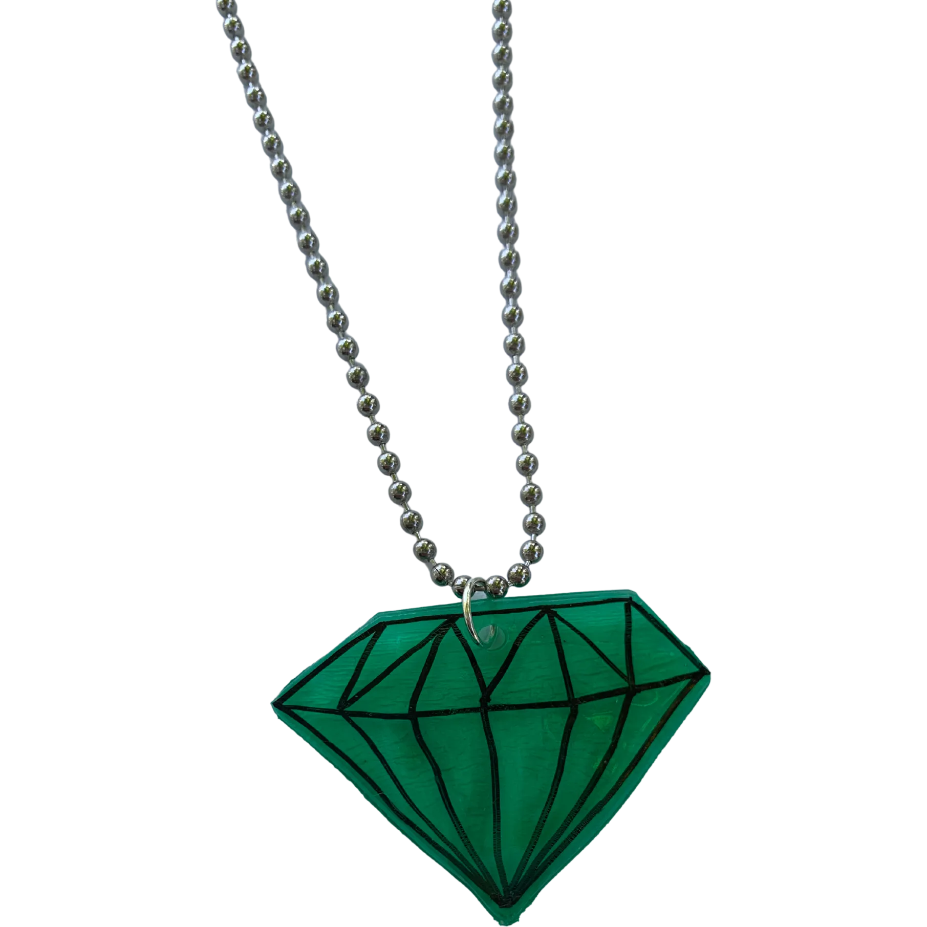 Emerald Shrink Plastic Necklace