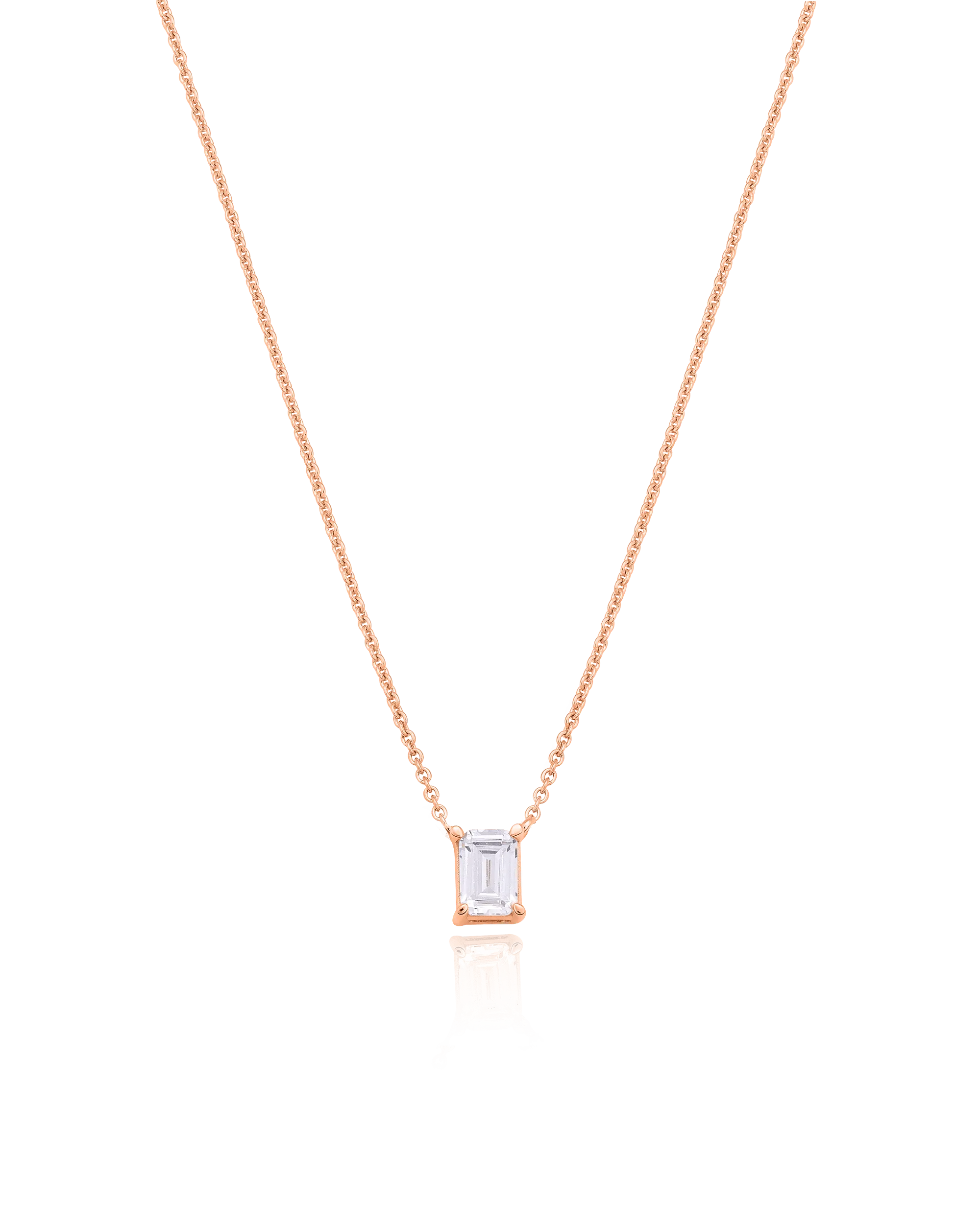 Emerald Solitaire Diamond Necklace - 18K Gold Vermeil