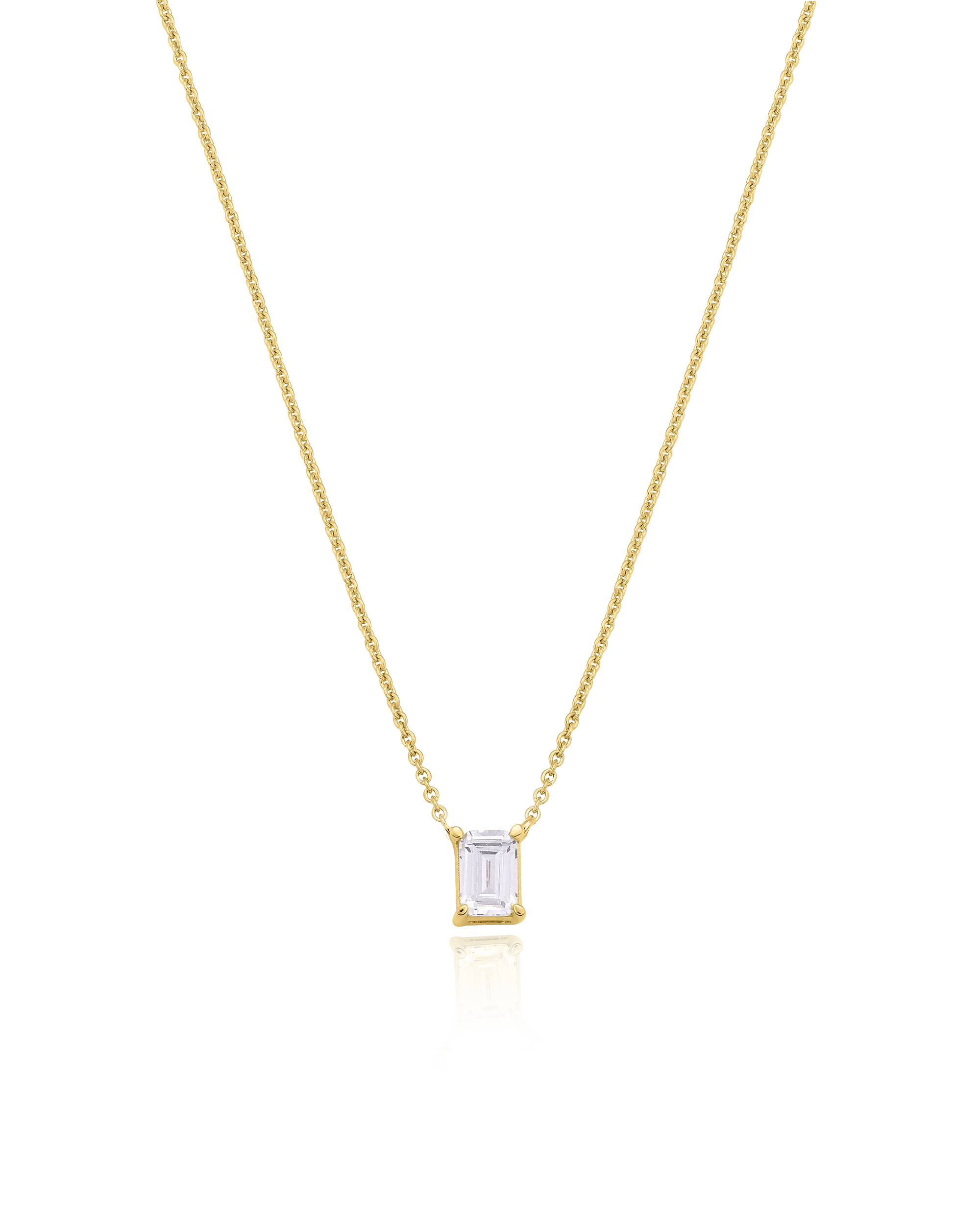 Emerald Solitaire Diamond Necklace - 18K Gold Vermeil